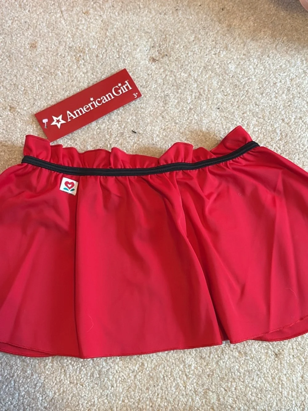 American Girl Red Ruffle Mini Skirt with Black Drawstring
